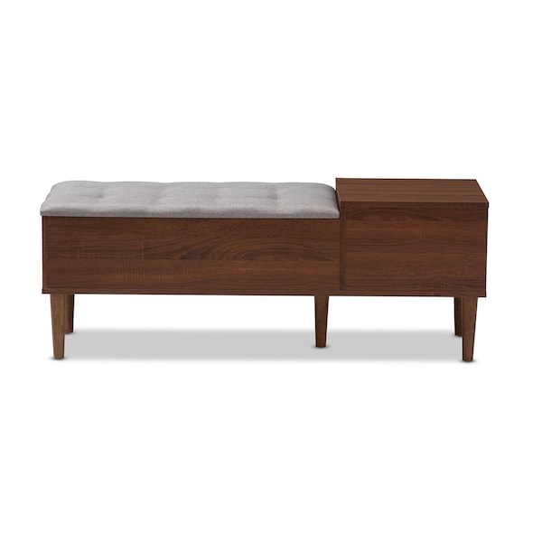 Baxton Studio Merrick 1-drawer Brown Wood Entryway Storage Grey Bench Shoe Cabinet - 143-8081