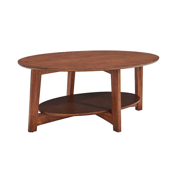 Alaterre Furniture Monterey 48"L Oval Mid-Century Modern Wood Coffee Table, Warm Chestnut - ANMT1170