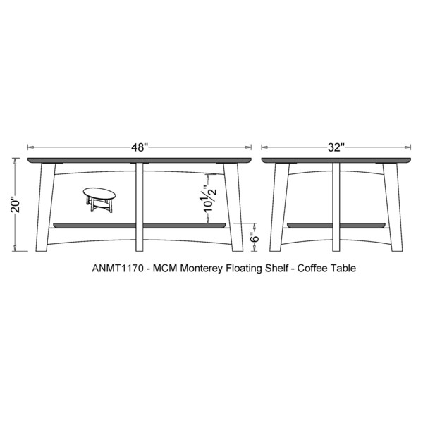 Alaterre Furniture Monterey 48"L Oval Mid-Century Modern Wood Coffee Table, Warm Chestnut - ANMT1170