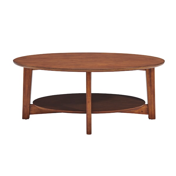 Alaterre Furniture Monterey 48"L Oval Mid-Century Modern Wood Coffee Table, Warm Chestnut - ANMT1170
