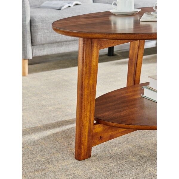 Alaterre Furniture Monterey 48"L Oval Mid-Century Modern Wood Coffee Table, Warm Chestnut - ANMT1170