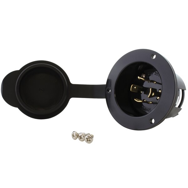 Ac Works 20A 3-Phase 250V L15-20P Power Input Inlet UL and C-UL listed with Cover - ASINL1520P-FC