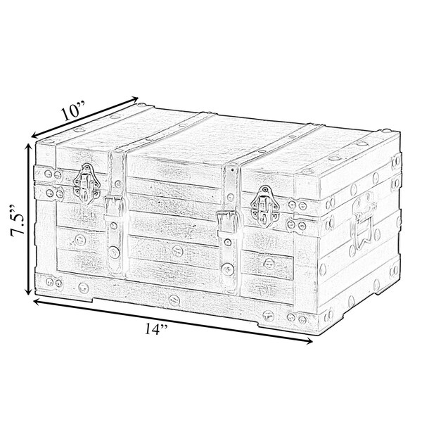 Vintiquewise Wooden Brown Storage Trunk with Faux Leather Straps and Handles, Small - QI004334.S