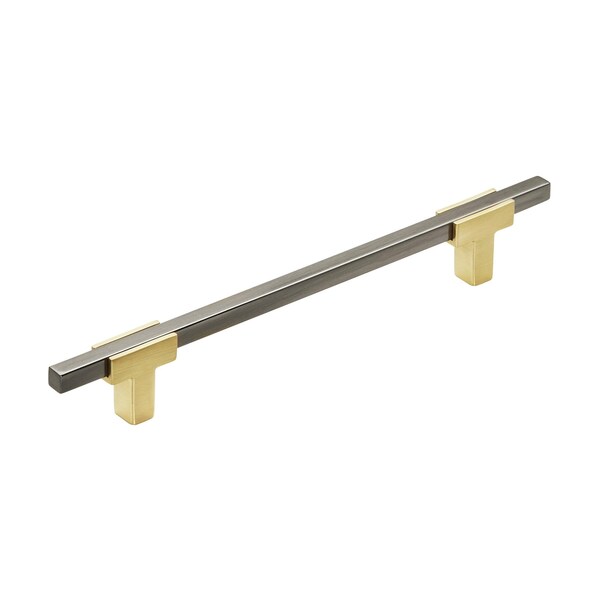 Amerock Urbanite 6-5/16 in 160 mm Center-to-Center Brushed Gold/Black Chrome Cabinet Pull - BP778160BGLBCR