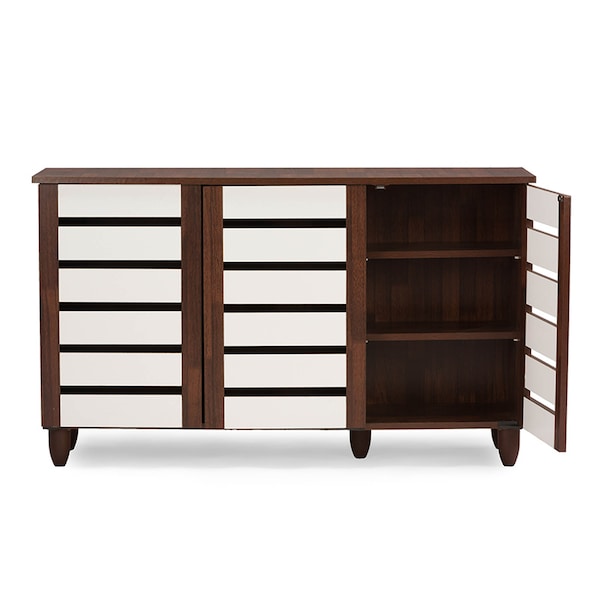 Baxton Studio Gisela Oak and White 2-tone Shoe Cabinet With 3 Doors - 118-6519