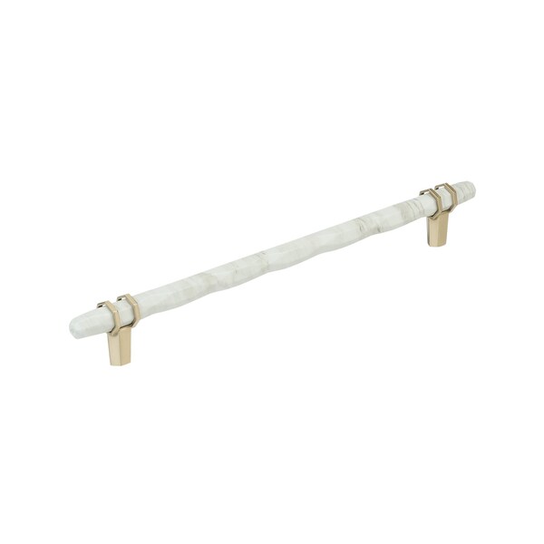 Amerock Carrione 10-1/16 inch 256mm Center-to-Center Marble White/Golden Champagne Cabinet Pull - BP36664MWBBZ