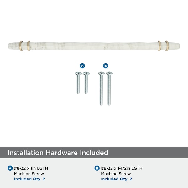 Amerock Carrione 10-1/16 inch 256mm Center-to-Center Marble White/Golden Champagne Cabinet Pull - BP36664MWBBZ