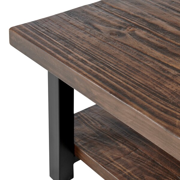 Alaterre Furniture Pomona 27" Metal and Wood Square Coffee Table - AMBA1320