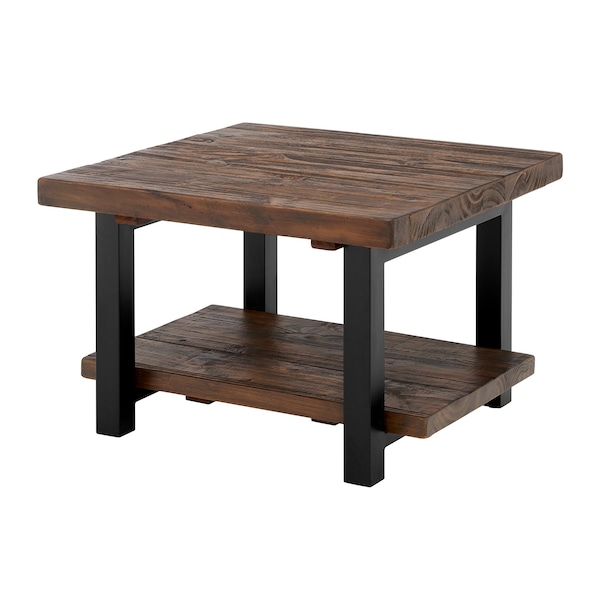 Alaterre Furniture Pomona 27" Metal and Wood Square Coffee Table - AMBA1320