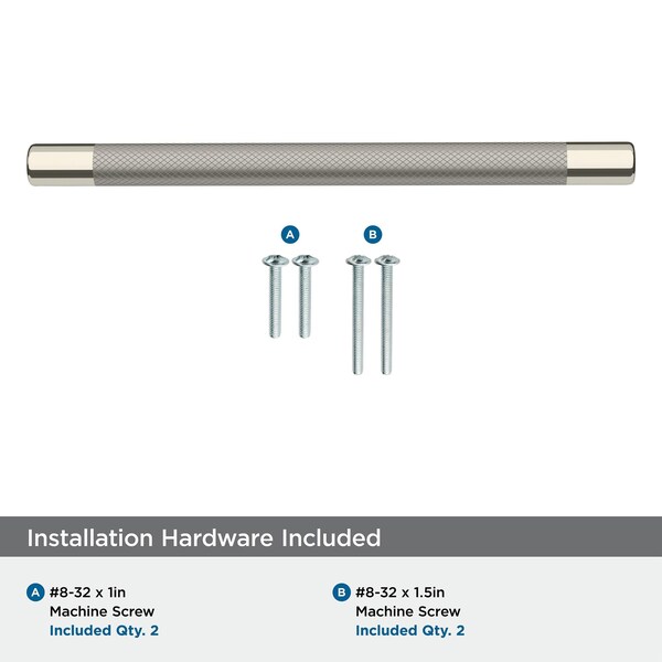 Amerock Esquire 8 in 203 mm Center-to-Center Polished Nickel/Stainless Steel Cabinet Pull - BP36562PNSS