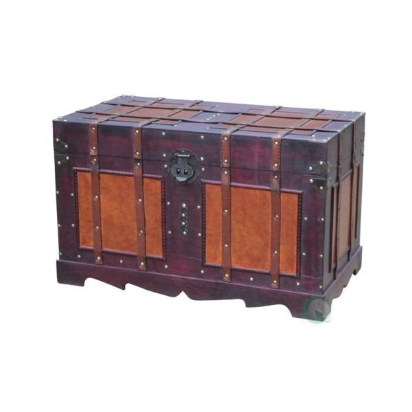 Vintiquewise Vintage Storage Chest, Decorative Wooden Trunk, and Keepsake Box - QI003042L