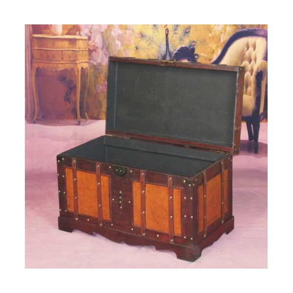 Vintiquewise Vintage Storage Chest, Decorative Wooden Trunk, and Keepsake Box - QI003042L