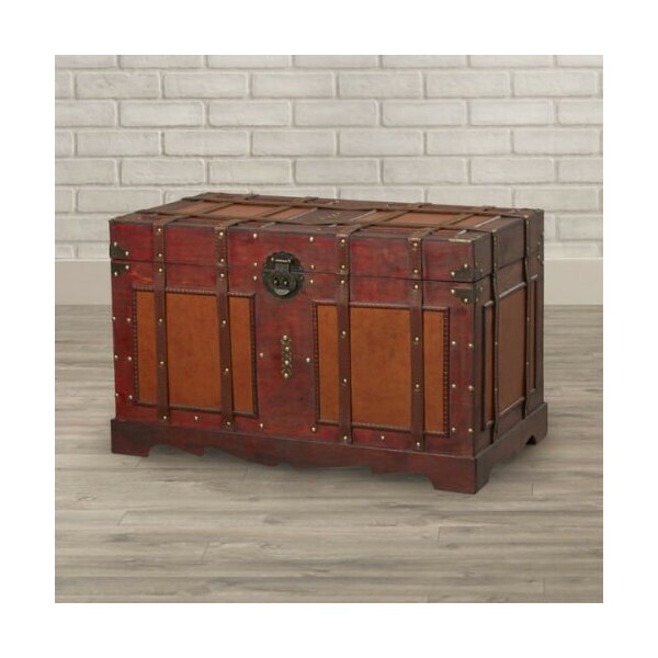 Vintiquewise Vintage Storage Chest, Decorative Wooden Trunk, and Keepsake Box - QI003042L