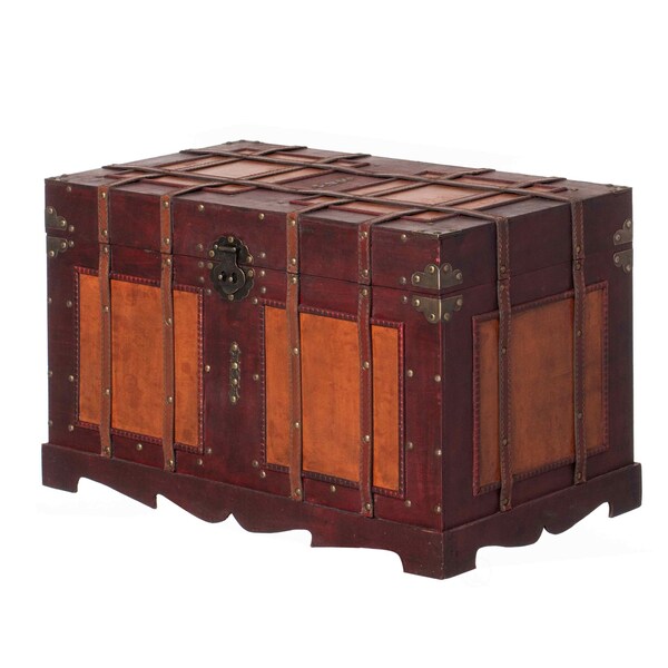 Vintiquewise Vintage Storage Chest, Decorative Wooden Trunk, and Keepsake Box - QI003042L