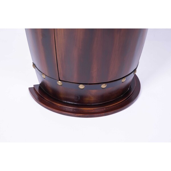 Vintiquewise Wooden Wine Barrel Console, Bar End Table Lockable Cabinet - QI003403L