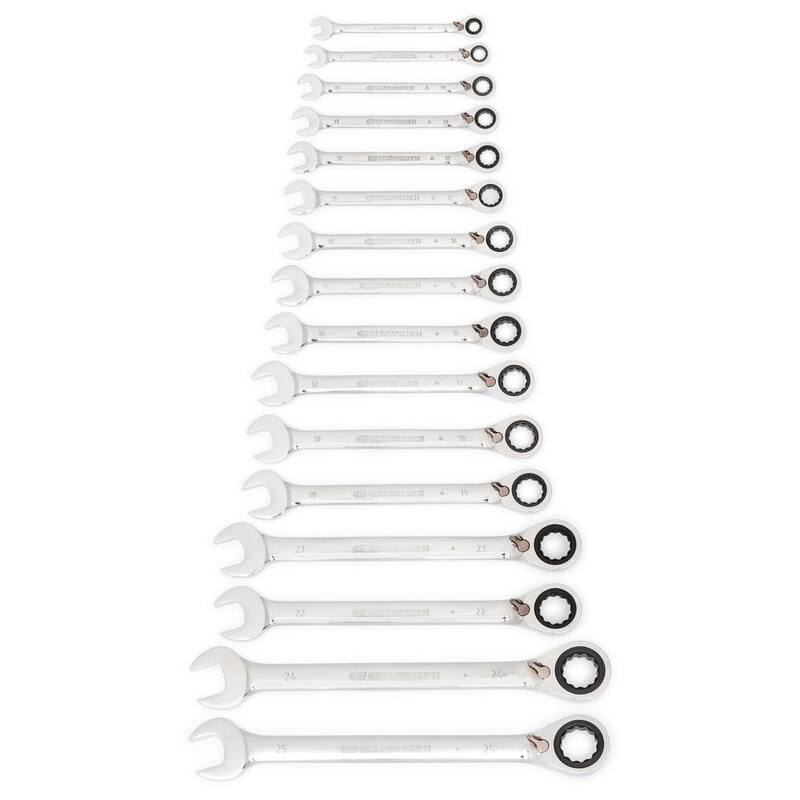 GEARWRENCH Metric 72-Tooth Reversible Combination Ratcheting Wrench Tool Set (16-Piece) - 9602N