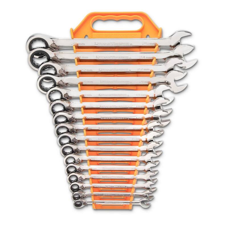 GEARWRENCH Metric 72-Tooth Reversible Combination Ratcheting Wrench Tool Set (16-Piece) - 9602N