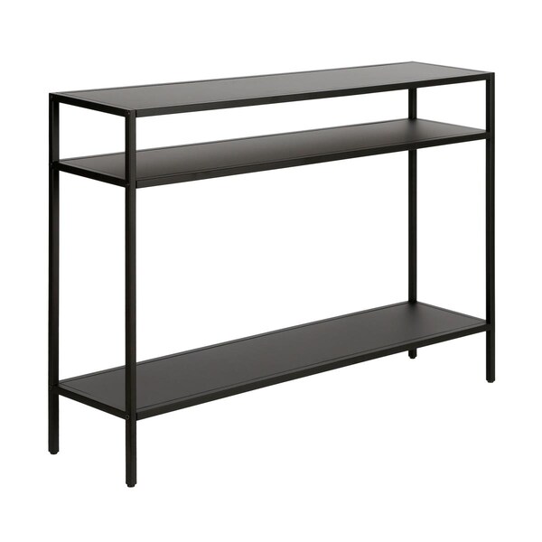 Hudson & Canal Henn & Hart Ricardo Blackened Bronze Console Table with Metal Shelves - 30 x 42 x 10 in. - AT0512