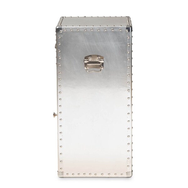 Baxton Studio Serge Silver Metal 1-Door Accent Storage Cabinet - 160-10241
