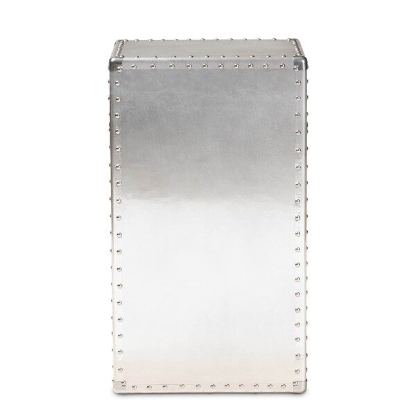 Baxton Studio Serge Silver Metal 1-Door Accent Storage Cabinet - 160-10241