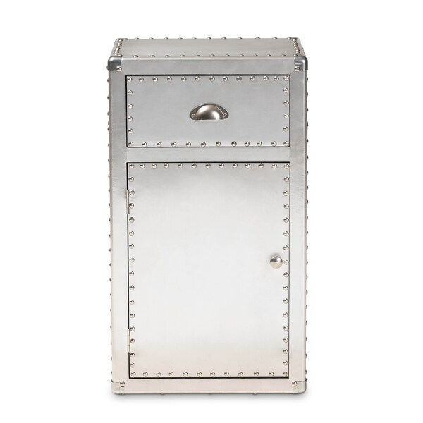 Baxton Studio Serge Silver Metal 1-Door Accent Storage Cabinet - 160-10241