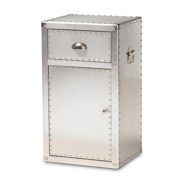 Baxton Studio Serge Silver Metal 1-Door Accent Storage Cabinet - 160-10241