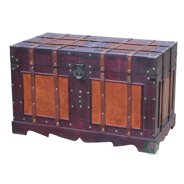 Paisaje Large Antique Style Steamer Trunk, Decorative Storage Box - PA3177865