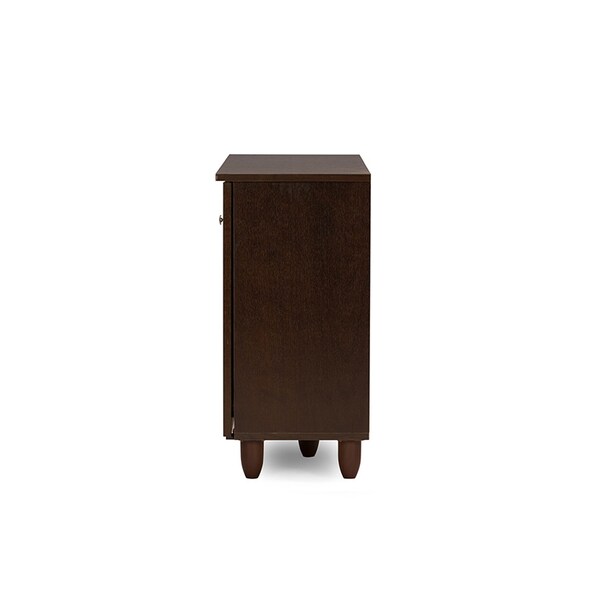 Baxton Studio Winda 3-Door Dark Brown Wooden Entryway Shoes Storage Cabinet - 118-6514