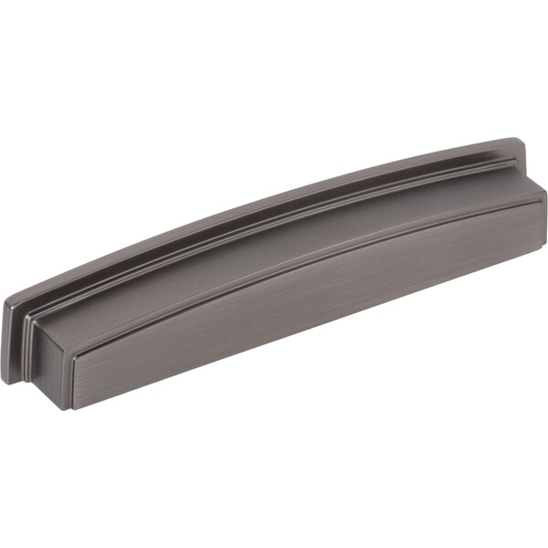 Jeffrey Alexander 160 mm Center Brushed Pewter Square-to-Center Square Renzo Cabinet Cup Pull - 141-160BNBDL