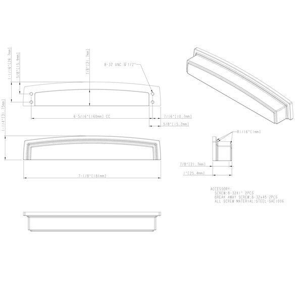Jeffrey Alexander 160 mm Center Brushed Pewter Square-to-Center Square Renzo Cabinet Cup Pull - 141-160BNBDL