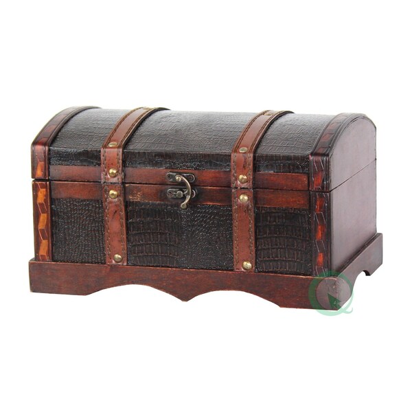 Vintiquewise Leather Wooden Chest - QI003002