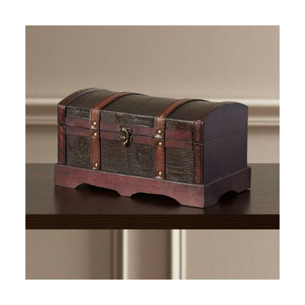 Vintiquewise Leather Wooden Chest - QI003002
