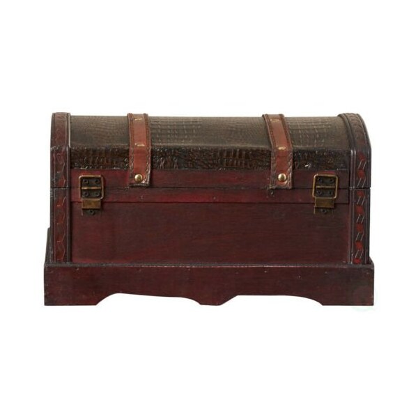 Vintiquewise Leather Wooden Chest - QI003002