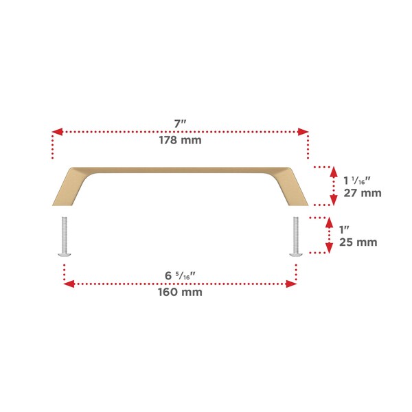 Richelieu 6 5/16-inch (160 mm) Center to Center Champagne Bronze Contemporary Cabinet Pull - BP7348160CHBRZ