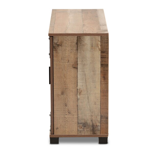 Baxton Studio Cyrille Farmhouse Rustic Finished Wood 3-Door Shoe Cabinet - 169-10887