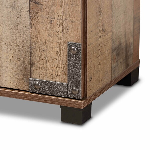 Baxton Studio Cyrille Farmhouse Rustic Finished Wood 3-Door Shoe Cabinet - 169-10887