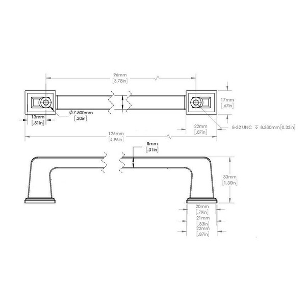 Richelieu 3 3/4-inch (96 mm) Center to Center Matte Black Traditional Cabinet Pull - BP869596900