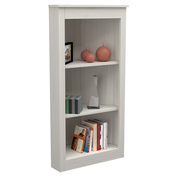 Inval CornerBookshelf Wall Unit 47.24 in. H 3-shelf in Washed Oak - BE-13004