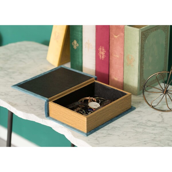Vintiquewise Decorative Vintage Book Shaped Trinket Storage Box - Blue - QI003691.B