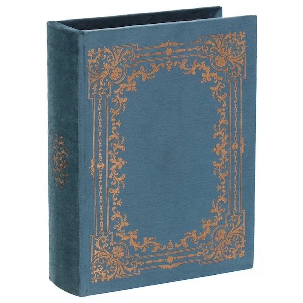 Vintiquewise Decorative Vintage Book Shaped Trinket Storage Box - Blue - QI003691.B
