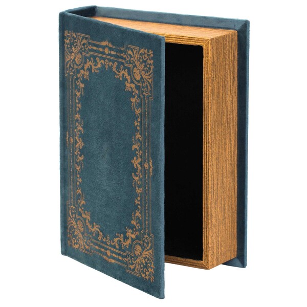 Vintiquewise Decorative Vintage Book Shaped Trinket Storage Box - Blue - QI003691.B