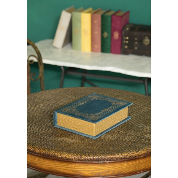 Vintiquewise Decorative Vintage Book Shaped Trinket Storage Box - Blue - QI003691.B