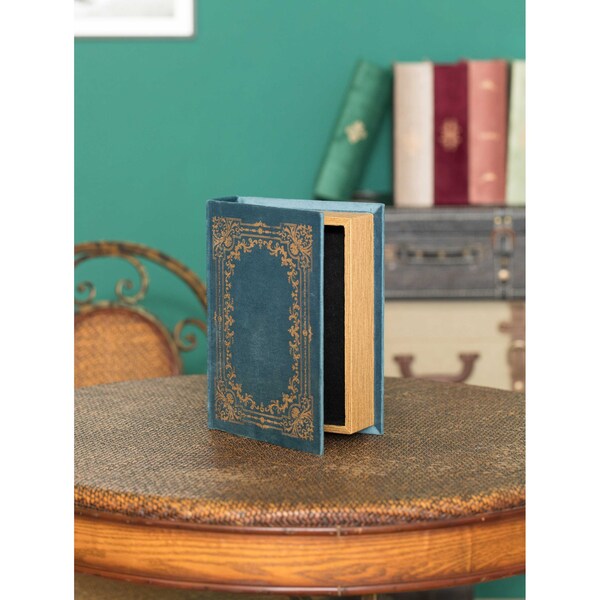 Vintiquewise Decorative Vintage Book Shaped Trinket Storage Box - Blue - QI003691.B