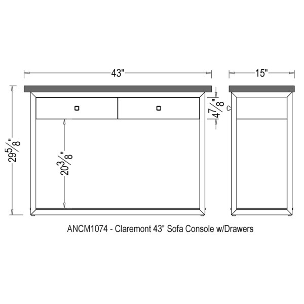 Alaterre Furniture Claremont 43"L Rustic Wood Console Table with Two Drawers and Low Shelf - ANCM1074