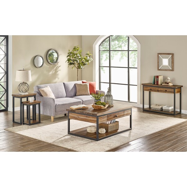 Alaterre Furniture Claremont 43"L Rustic Wood Console Table with Two Drawers and Low Shelf - ANCM1074