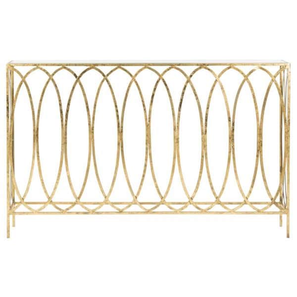 Safavieh 30 x 48 x 8 in. Carina Oval Ringed Console Table, Gold - FOX3256A