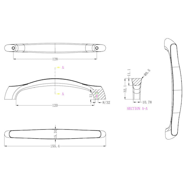 Richelieu 5 1/16 in (128 mm) Center-to-Center Brushed Nickel Contemporary Drawer Pull - BP811128195
