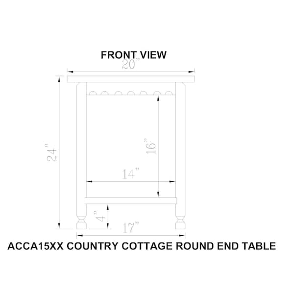 Alaterre Furniture Country Cottage Round End Table, White Antique Finish - ACCA15WA