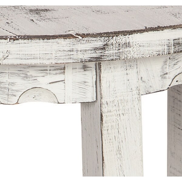 Alaterre Furniture Country Cottage Round End Table, White Antique Finish - ACCA15WA