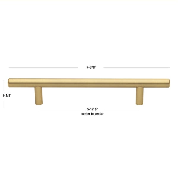Gliderite Hardware 5-1/16 in. Center to Center Satin Gold Solid Steel Bar Pull - 5002-128-SG, 10PK - 5002-128-SG-10